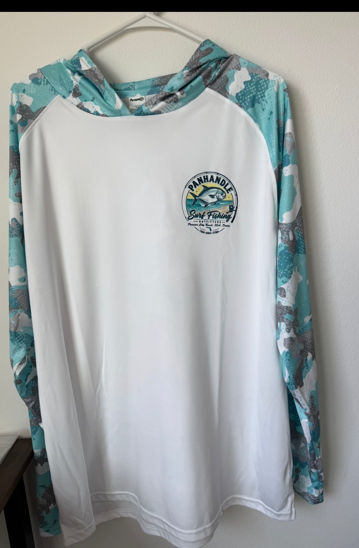 Panhandle Surf Fishing Outfitters Camo Long Sleeve SPF Hooded Sun Shirt