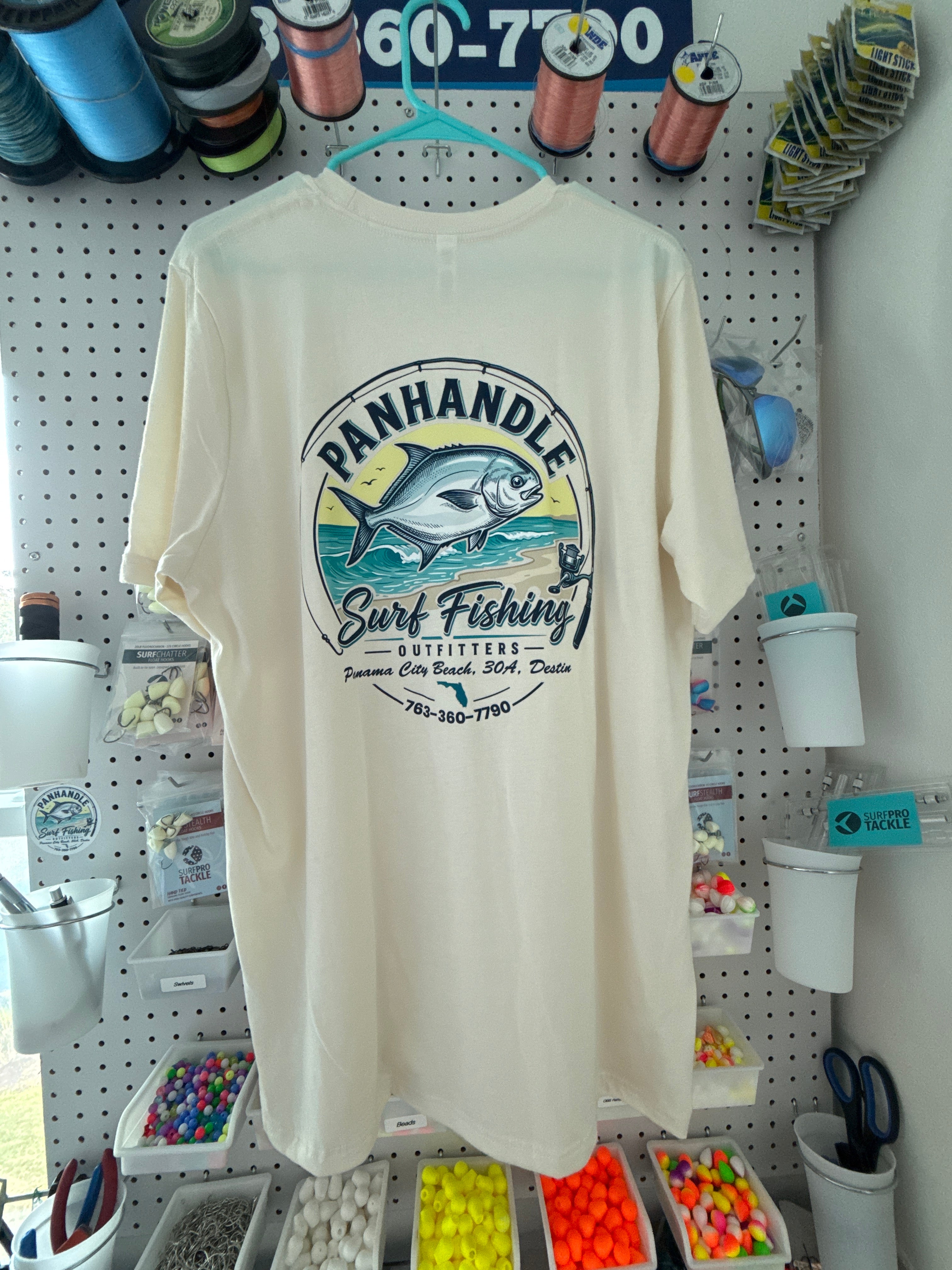 Panhandle Surf Fishing Outfitters natural t-shirt - back graphic